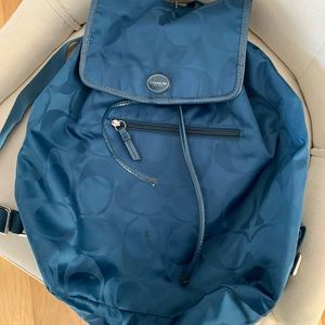 Navy nylon Coach backpack